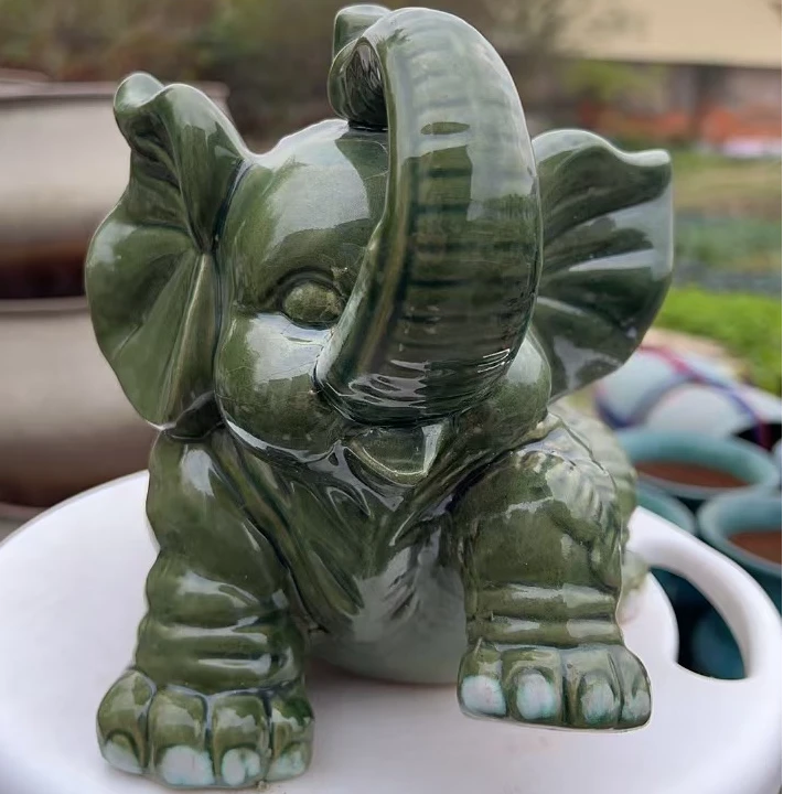 紫砂精品动物大象桌面摆台水培盆无孔