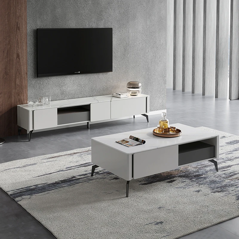 芝华仕现代轻奢岩板茶几电视柜极简简约龙年客厅高级感茶几PT027