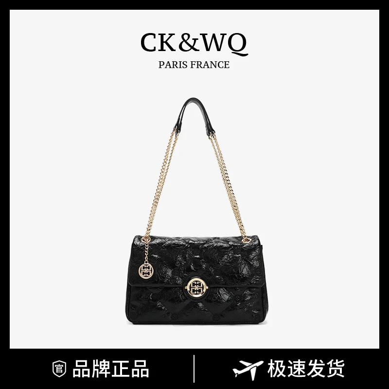 CK&WQ【明哥推荐】秋冬菱格气质链条单肩包WQ-4083X黑色