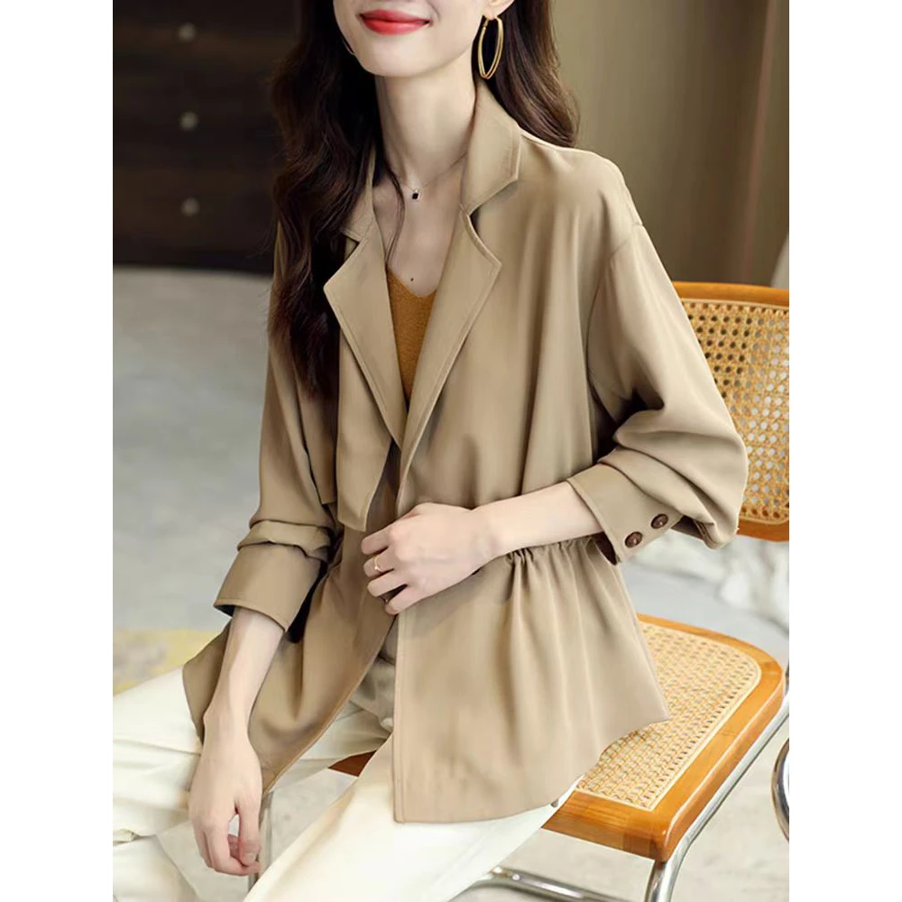 特！门店46&9！一粒扣抽绳收腰显瘦宽松气质女式西装L71354