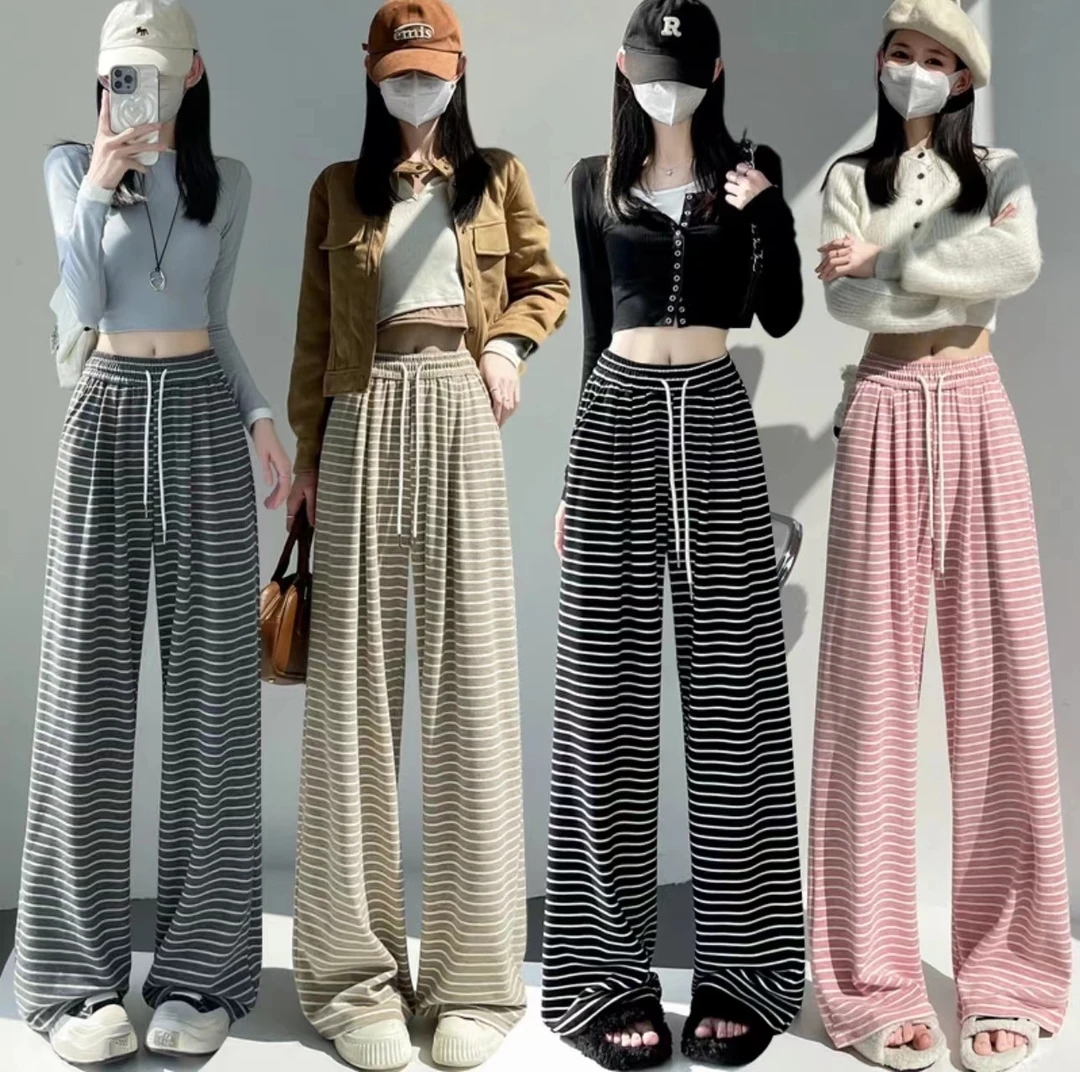念希麻麻    条纹糯米阔腿裤