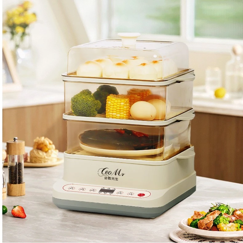 神器家用全自动电蒸锅大容量蒸汽透明保温可视三层小型蒸菜家用