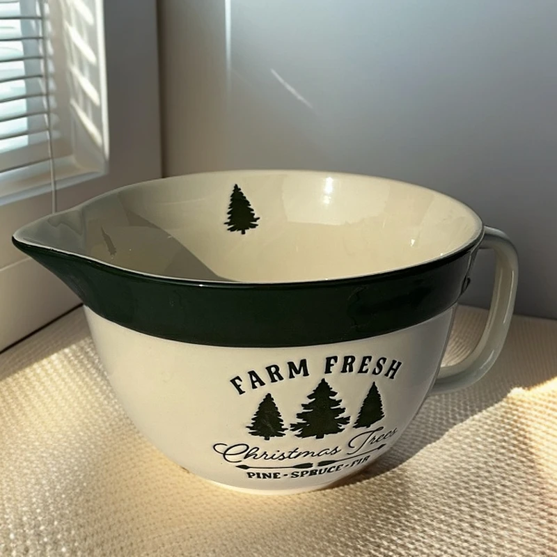 【福利款】陶瓷27cm大容量和面碗烘培餐具个性带把手大碗搅拌碗