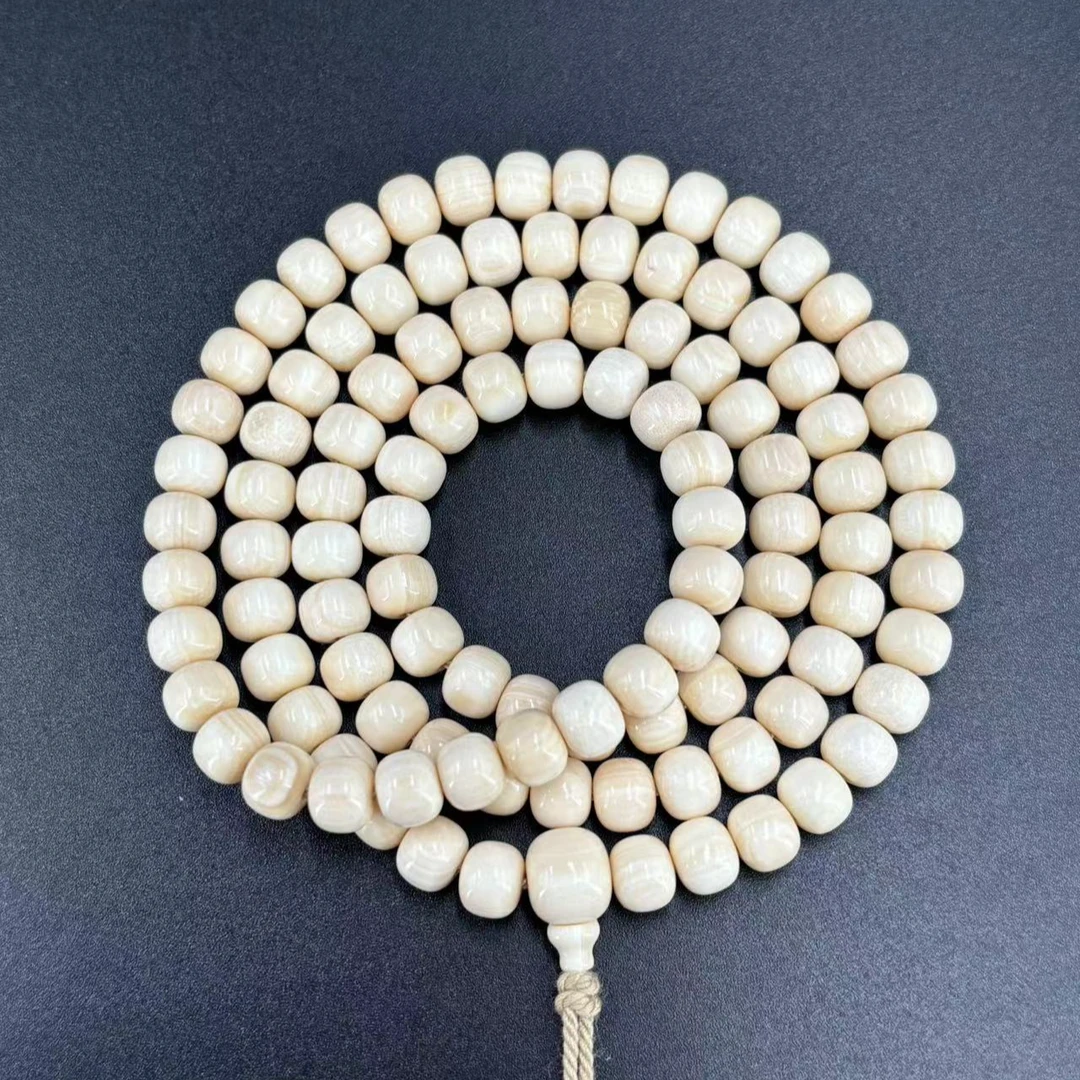 丰骨丨猛犸牙精工108长串带皮料-原色保真不漂白！