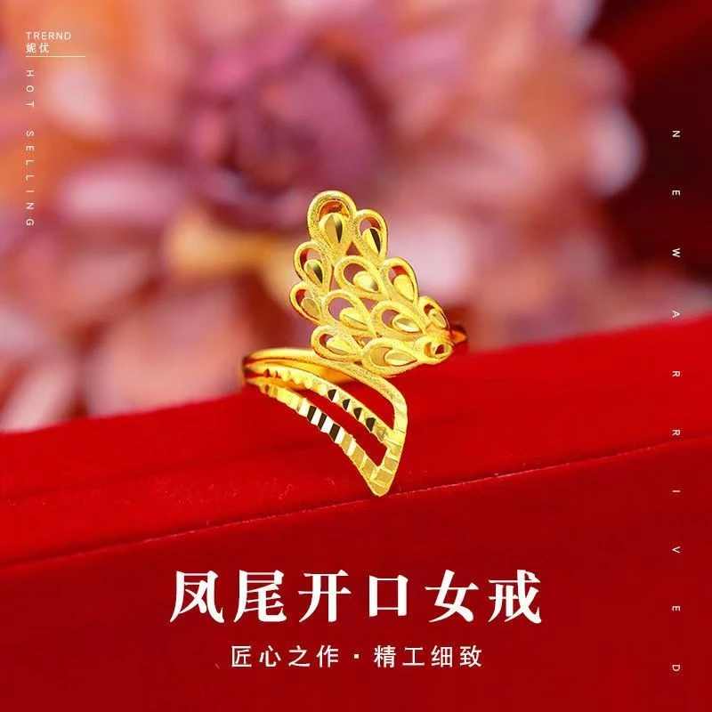 铜合金戒指 凤尾孔雀开屏开口戒指时尚女款女士经典精美可调节