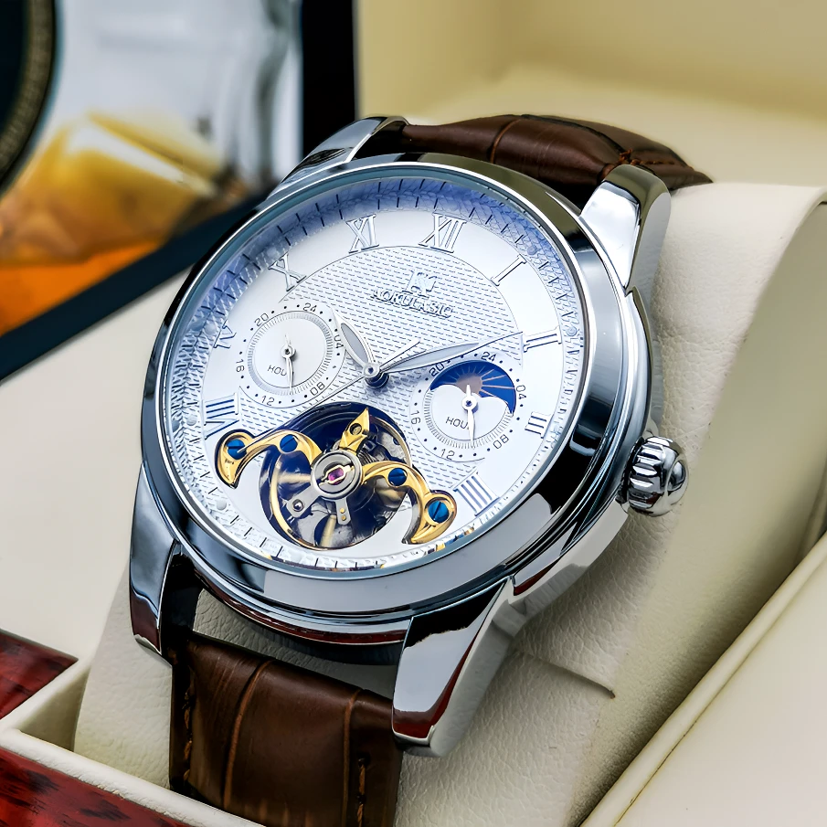 2024新款月相表全自动机械手表男士时尚夜光镂空多功能经典腕表