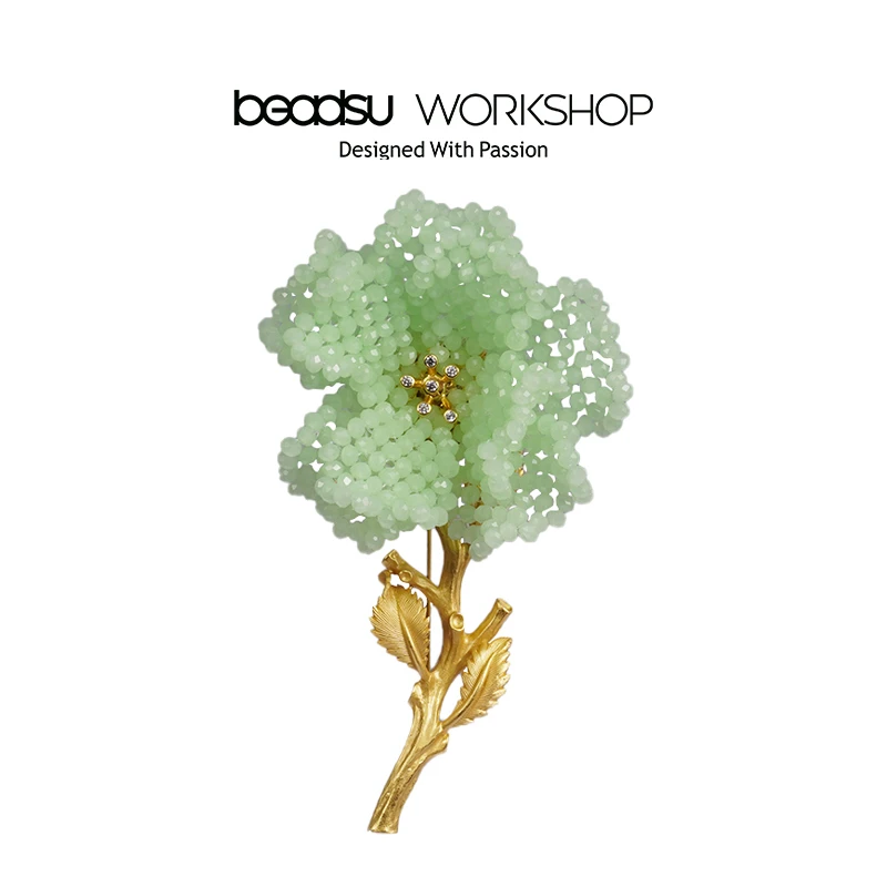 铜合金玻璃胸针 beadsu workshop 编珠立体玫瑰胸针 WH1247