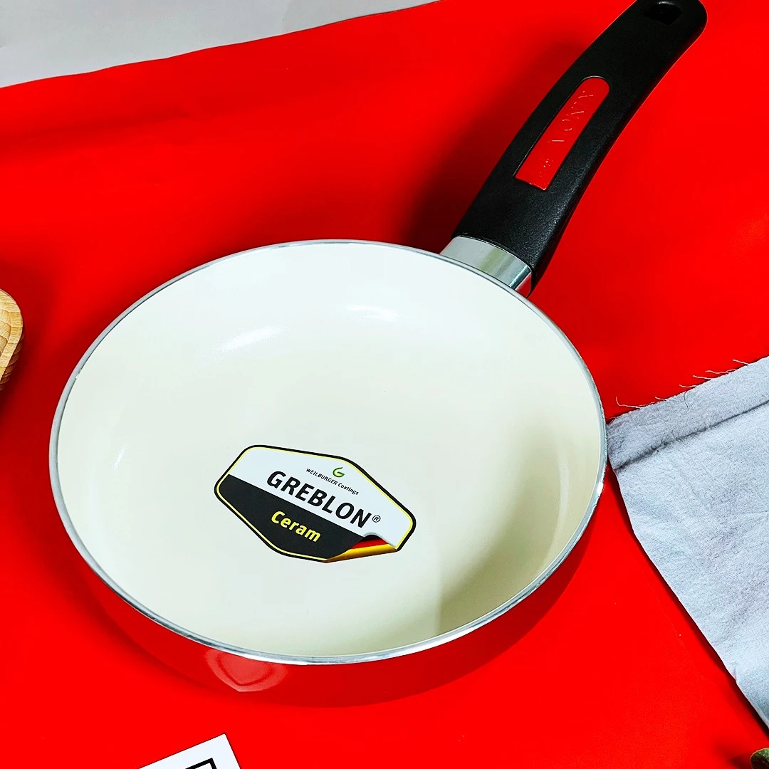 【精致高货】红色陶瓷釉小煎锅不粘锅煎蛋锅早餐神器平底锅