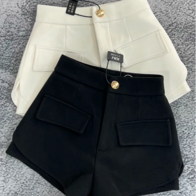 145小个子定制毛呢短裤15矮个子外穿秋冬加厚呢子高腰A字版短裤女