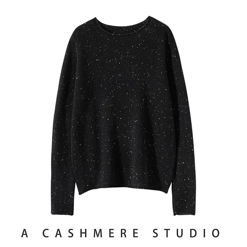 赵海源 康赛妮纯羊绒A规花式彩点纱，圆领卷边打底H24084