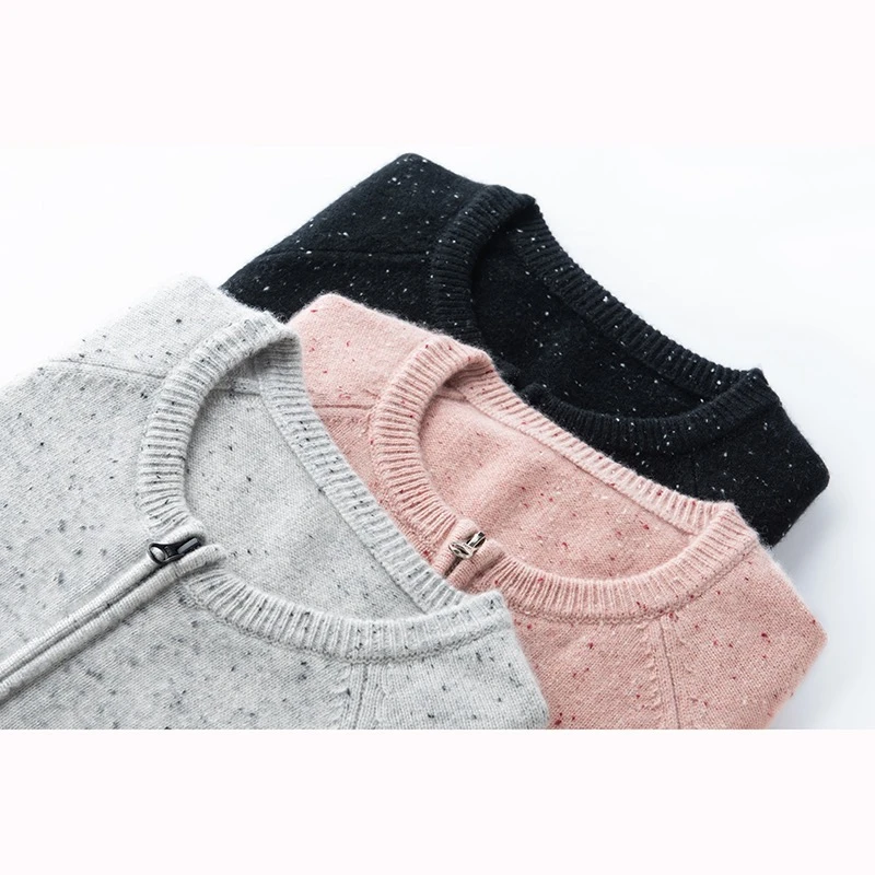 赵海源康赛妮A规纯羊绒，花式彩点纱，拉链开衫外套