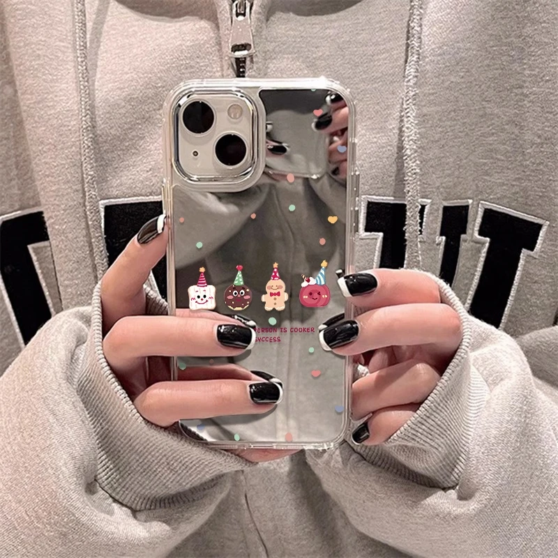 派对小卡通适用苹果iphone手机壳镜面15promax镜子14补妆13外壳16