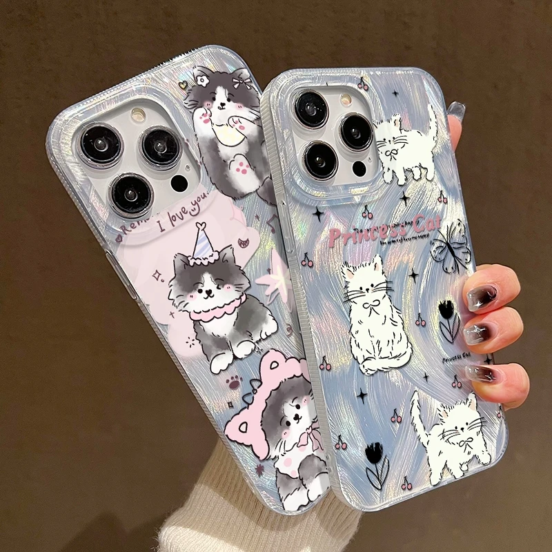 可爱小猫适用苹果11羽纱手机壳iphone15promax创意14新款13外壳16