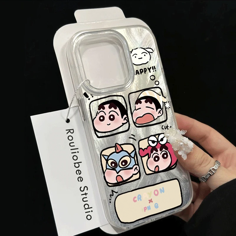蜡笔小新羽纱手机壳x适用苹果15小众14高颜值13pro包邮16外壳11