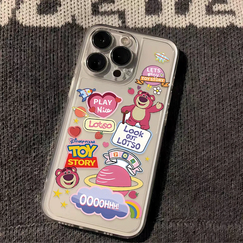 可爱草莓熊适用苹果透明手机壳15情侣14创意13promax全包女卡通11