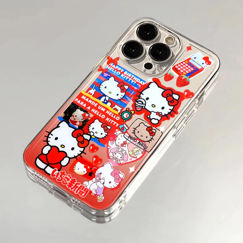 可爱草莓hellokitty猫适用苹果透明手机壳15卡通14创意13promax全