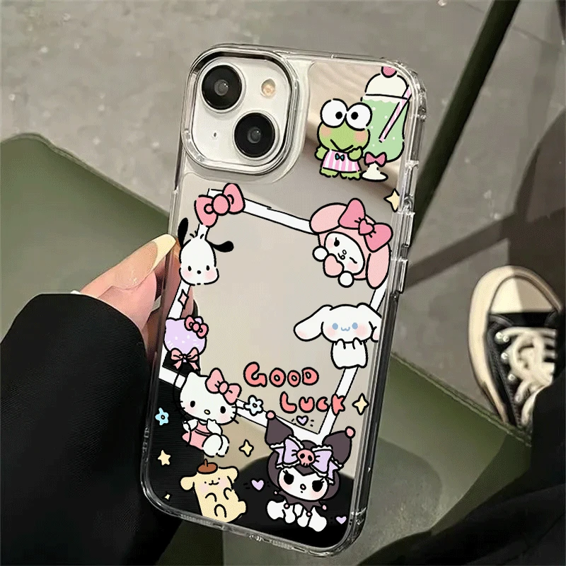 kt猫库洛米适用苹果iphone手机壳镜面15promax镜子14补妆13外壳16