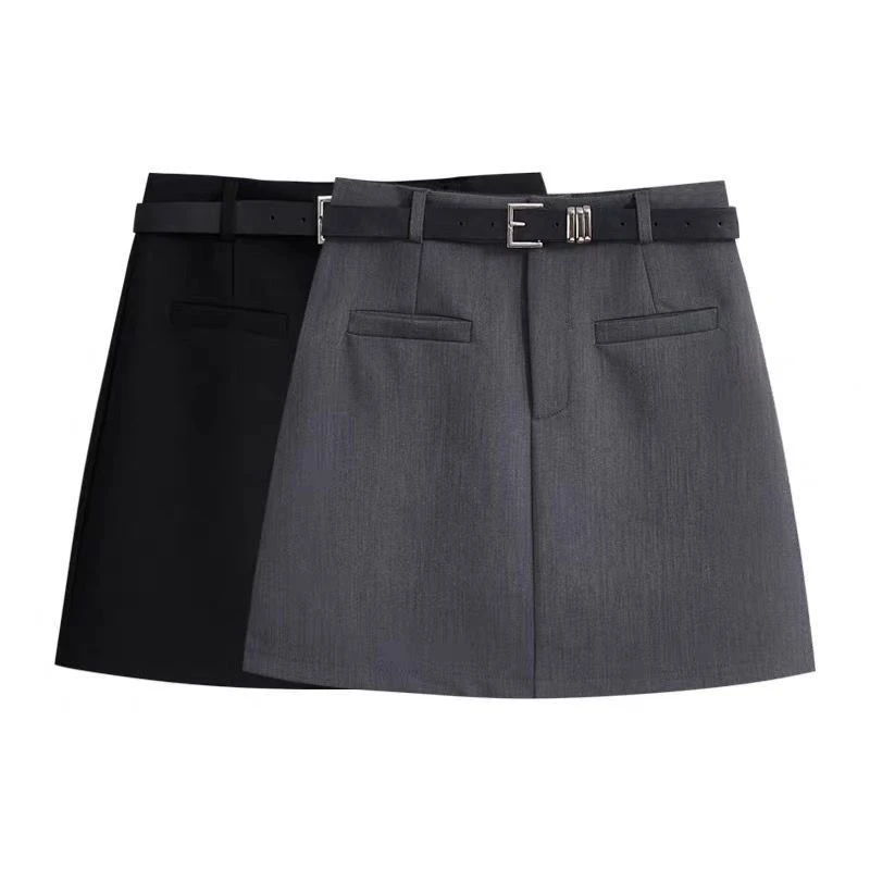 2025新款高腰西装半身裙女百搭显瘦A版黑色防走光短裙半身裙