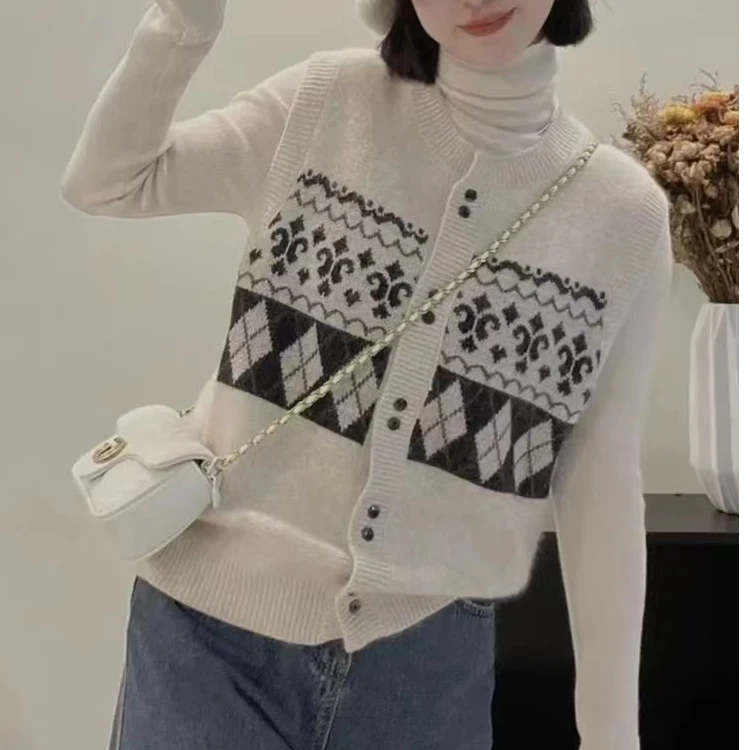 玲家精选9902款号民族风提花针织马夹