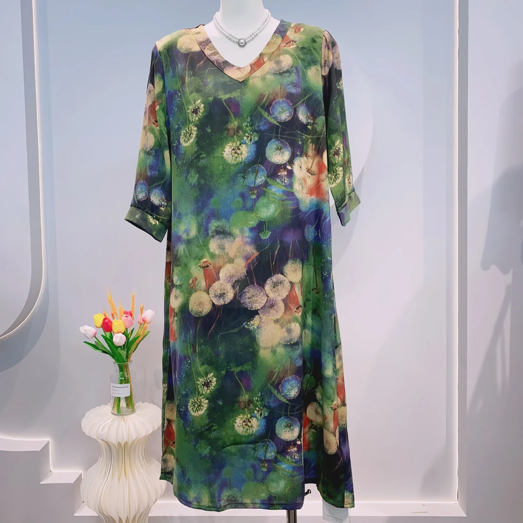 1881《粉丝专享》时尚半袖遮肚子宽松百搭气质连衣裙