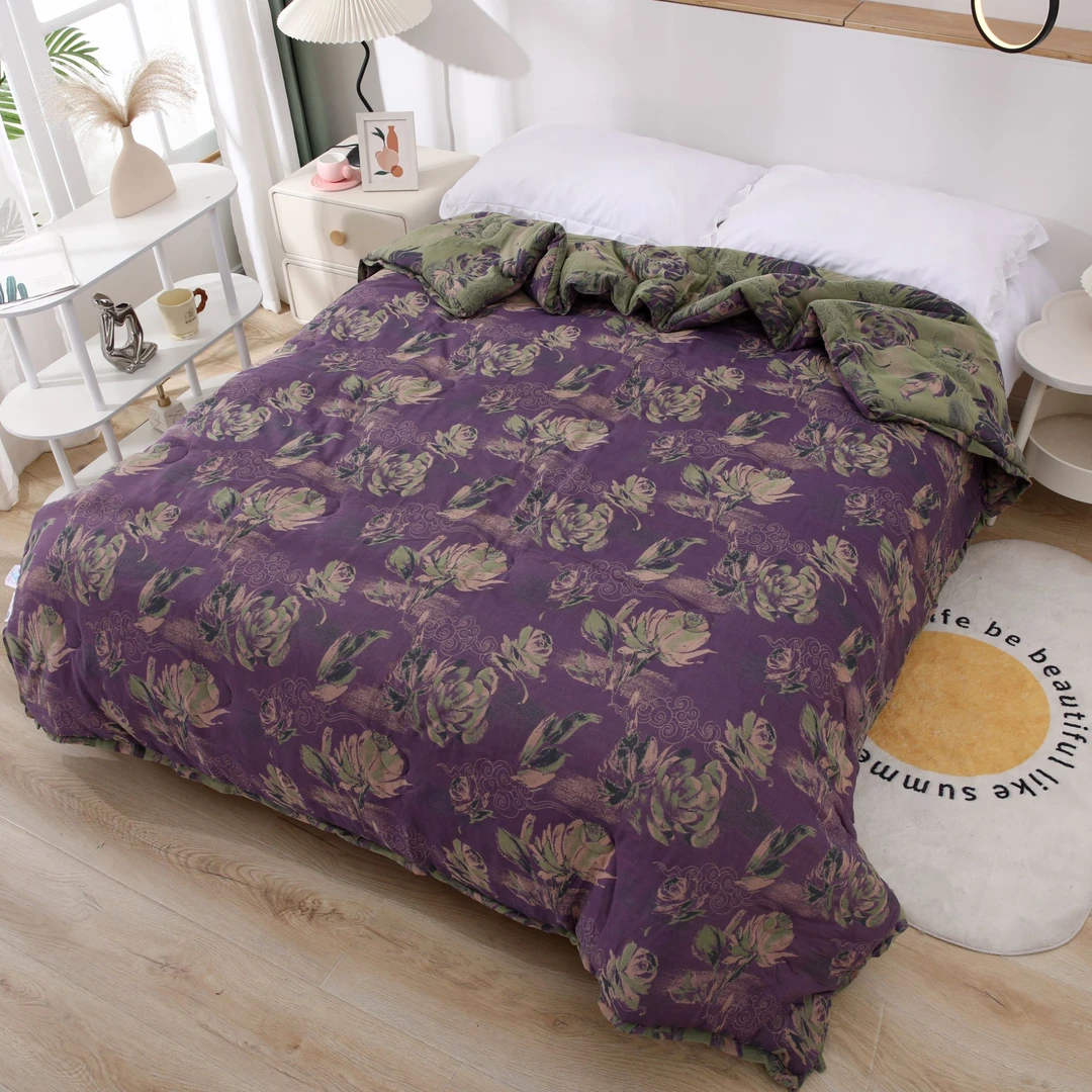 【紫气东来-四件套】纯棉色织提花款双层纱柔软亲肤透气床品