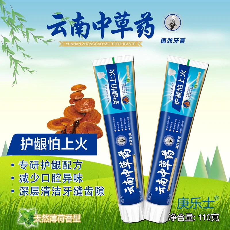 云南中草药牙膏110克植效牙膏持久深层清新草本洁牙缓解护龈牙膏