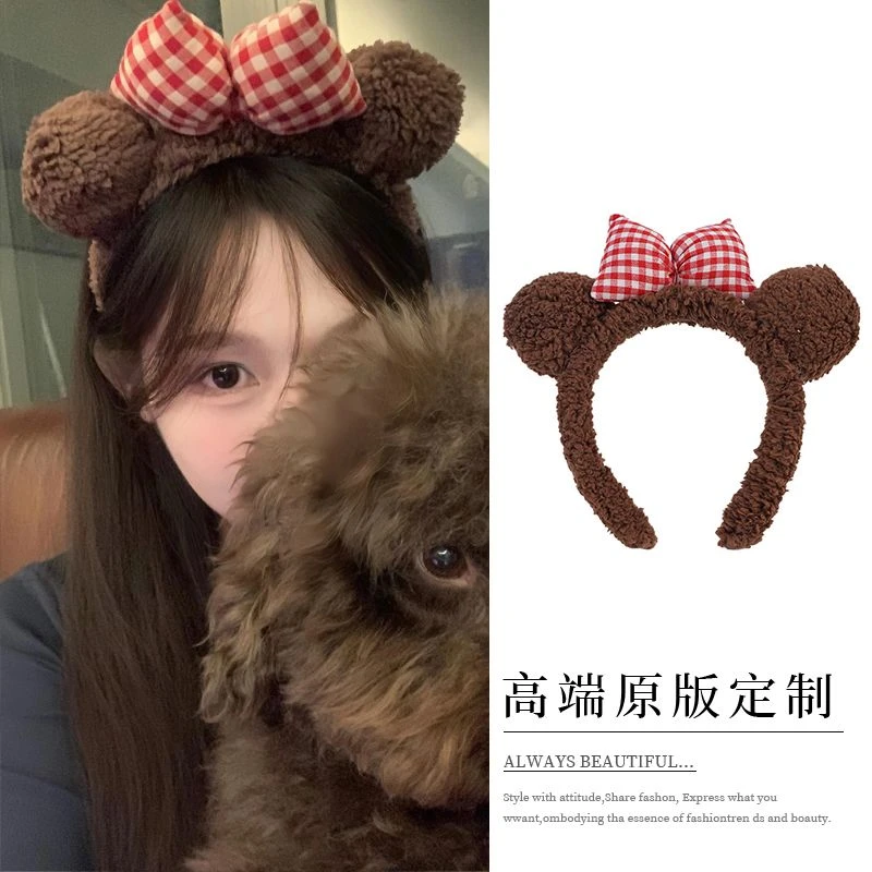 压发发箍洗脸专用可爱蝴蝶结熊耳头箍女款2024新款网红爆款压发带