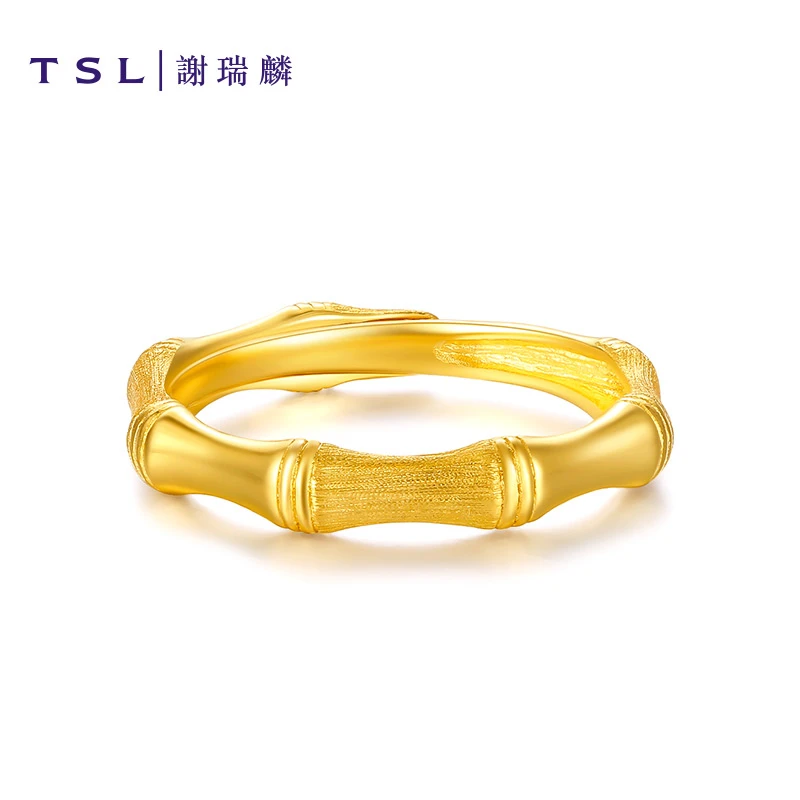 TSL谢瑞麟黄金戒指婚嫁婚庆简约竹节足金指环YQ941(工费520元)