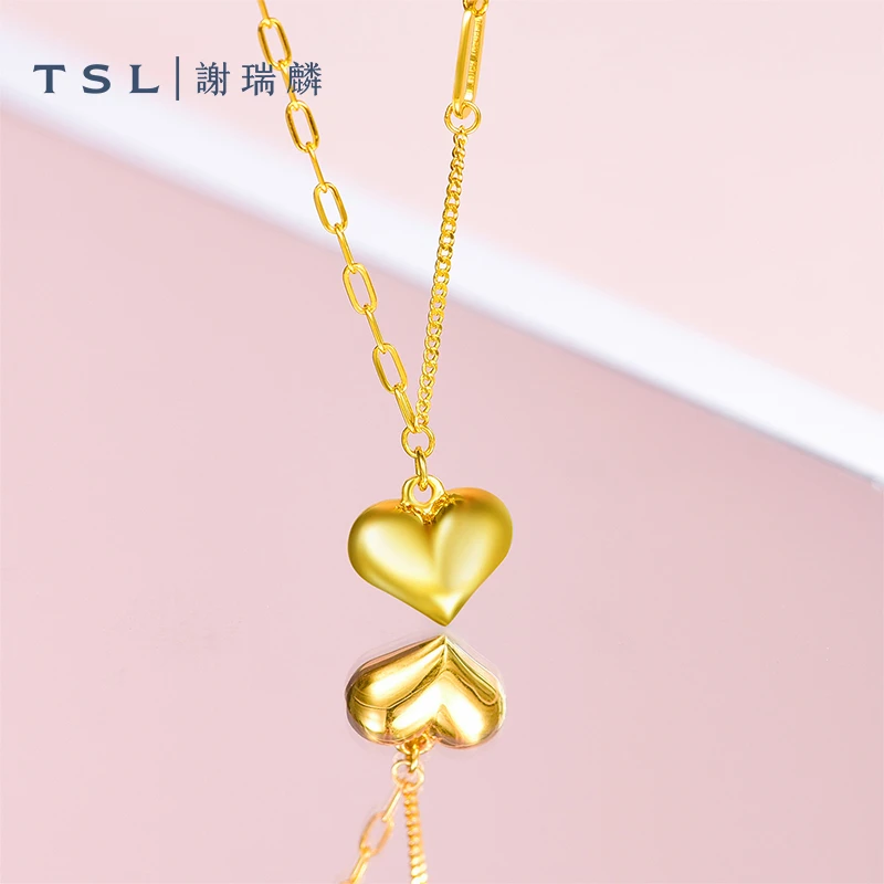 TSL谢瑞麟宠爱系列黄金项链爱心足金套链YT043(工费1220元)
