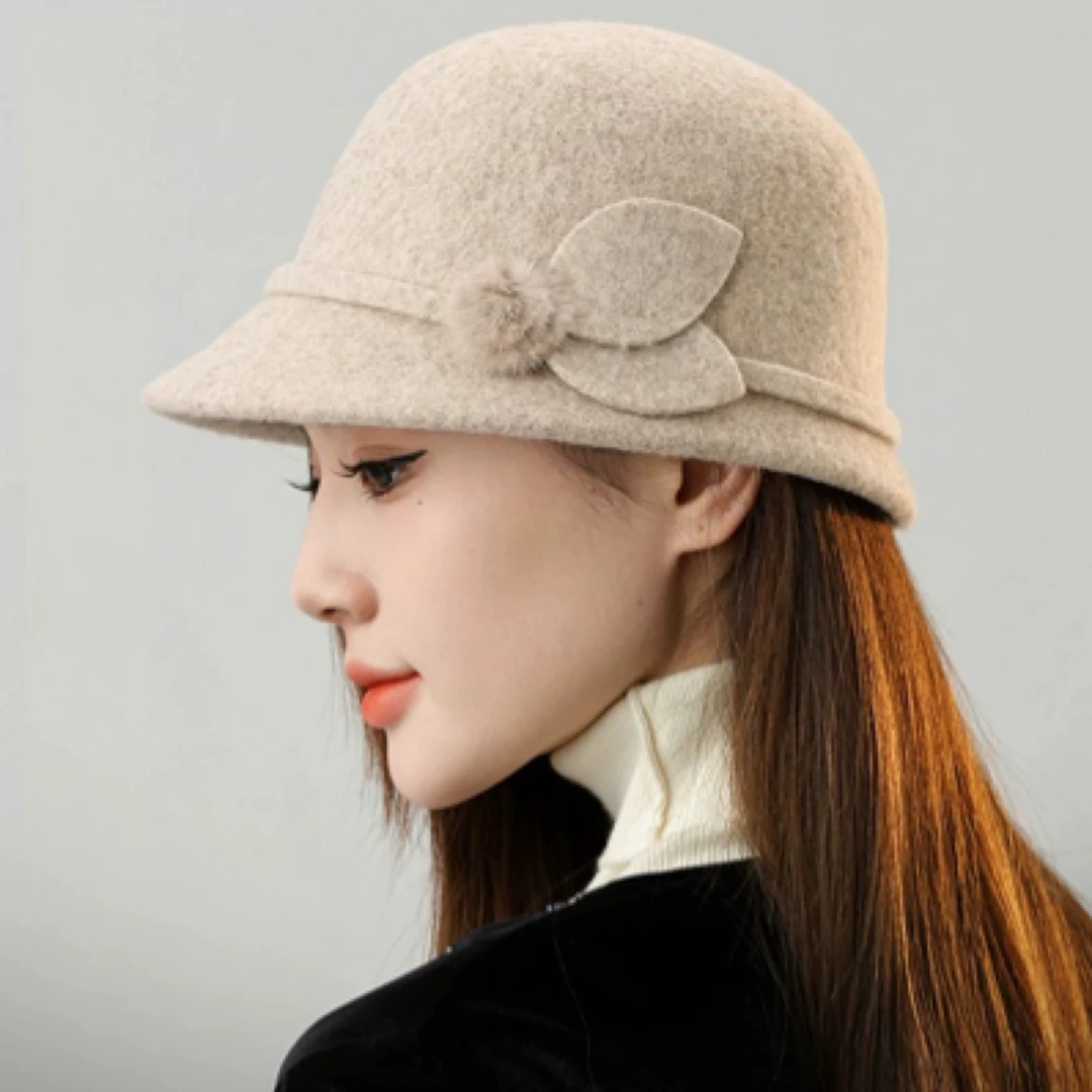 秋冬季中老年妈妈羊毛马术帽礼帽加厚老人奶奶保暖盆帽老太太帽24