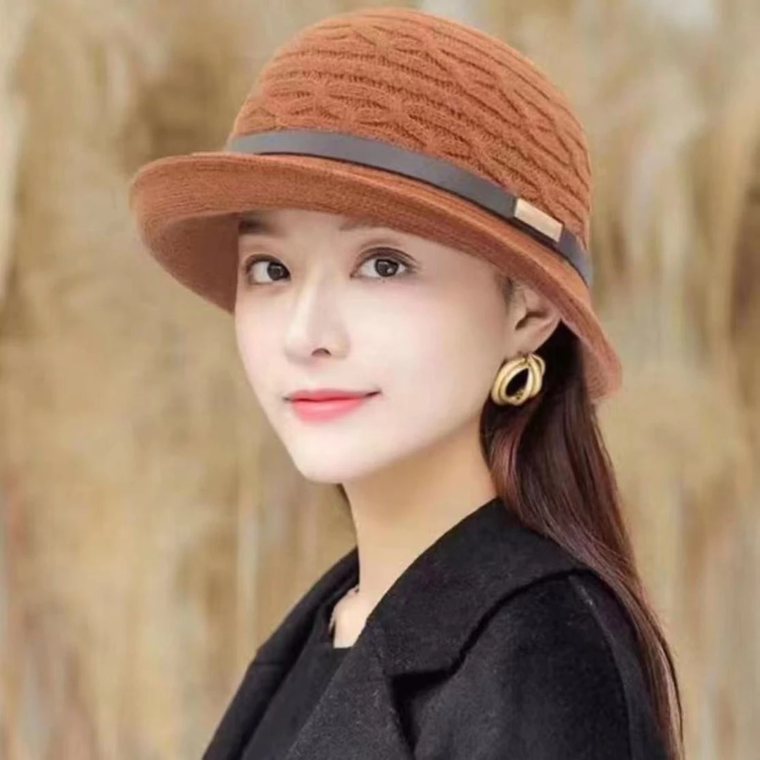 21帽子女秋冬韩版皮带扣卷边帽时尚小香风保暖帽日系百搭显脸小