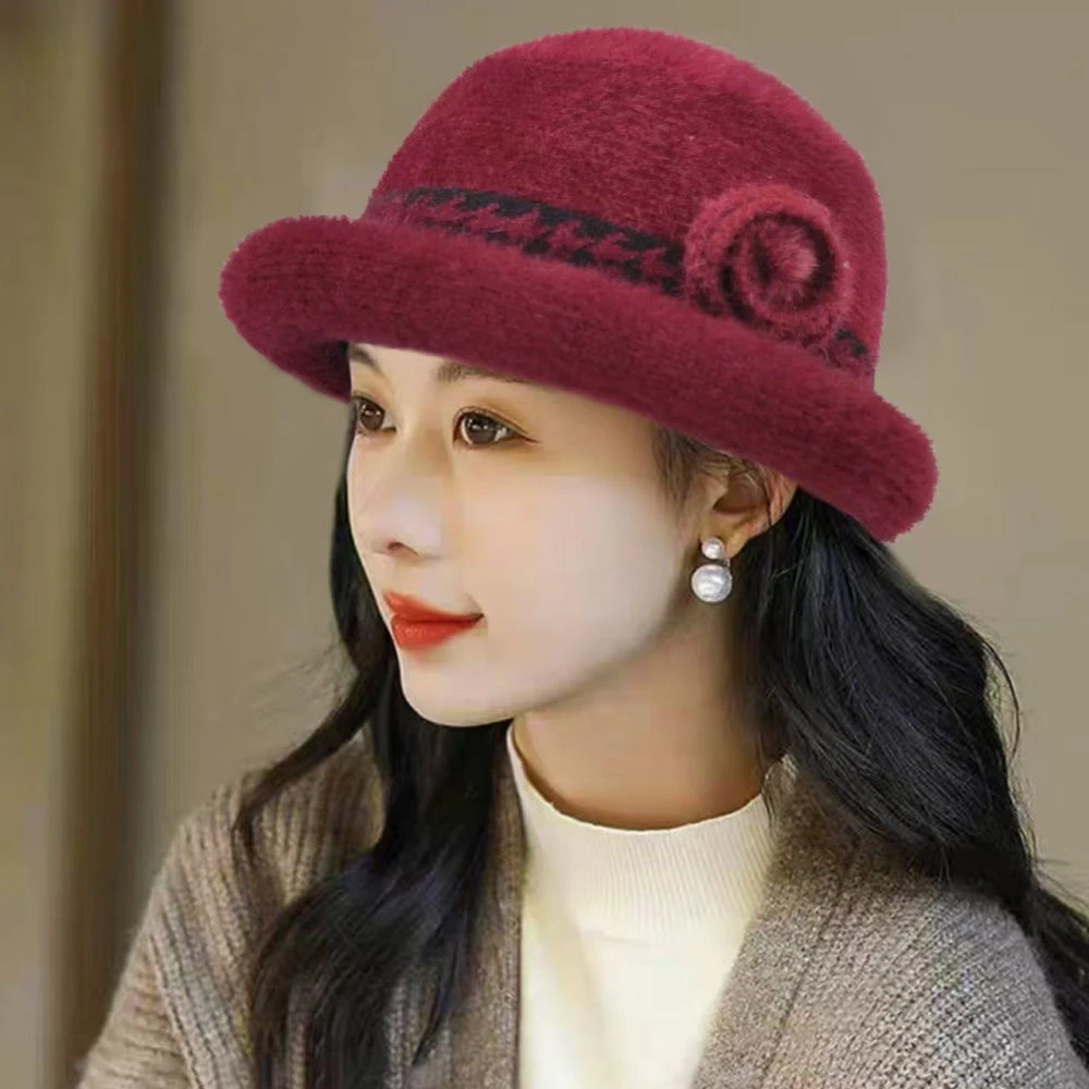 渔夫帽女妈妈盆帽老太太冬季加厚中老年人奶奶保暖毛线帽老人帽34