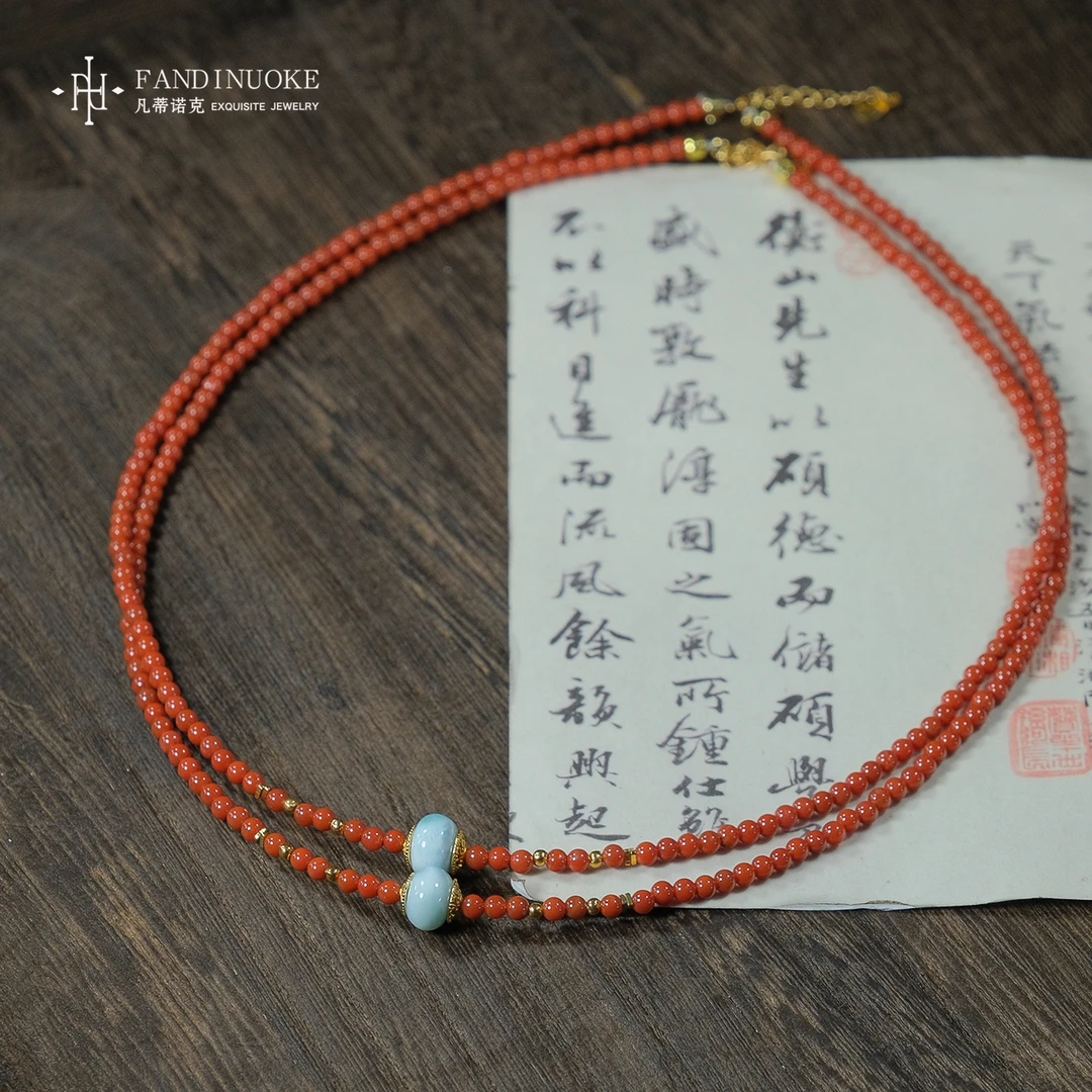 【加加专属】16   MJ9338-海纹石南红玛瑙项链-2-3mm-多样性发一件