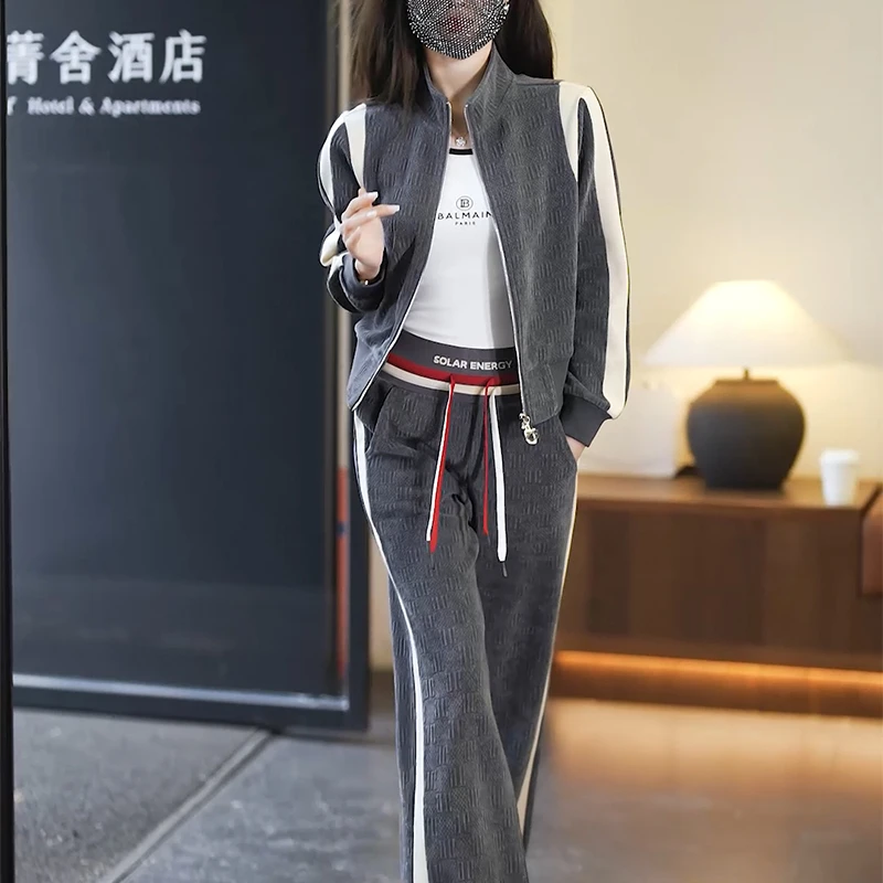 5305时尚休闲套装女春秋新款小个子韩版收腰跑步服卫衣户外两件套
