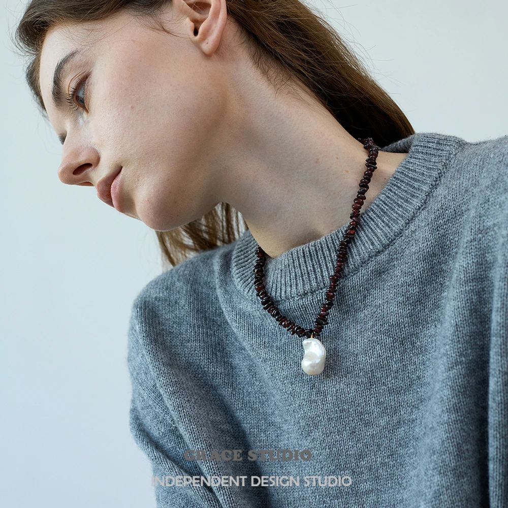 铜合金吊坠 欧美ins博主同款吊坠串珠项链重工高级感毛衣链