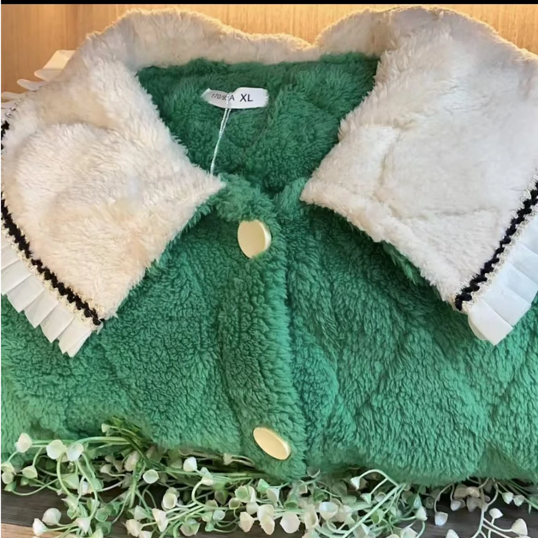 2024年新款秋冬季睡衣女睡袍加厚加绒珊瑚绒长款大码可爱家居服套