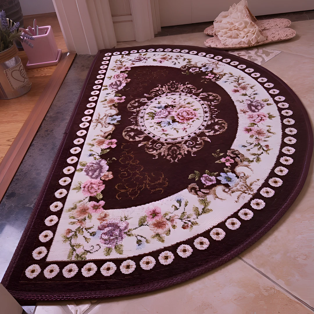 欧式布艺提花半圆形进门卧室门垫脚垫门口地垫卫生间吸水防滑垫子