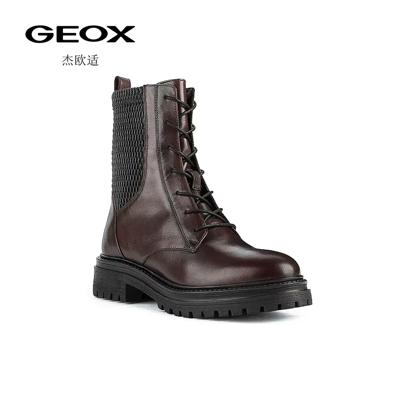 GEOX杰欧适秋冬新款女鞋休闲高帮系带舒适百搭马丁靴 D26HRN0436W