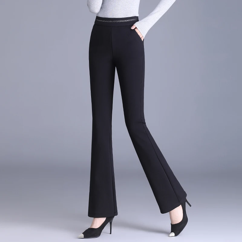2024正品秋冬新款女士高腰显瘦弹力高品质微喇叭裤休闲西装裤爆款