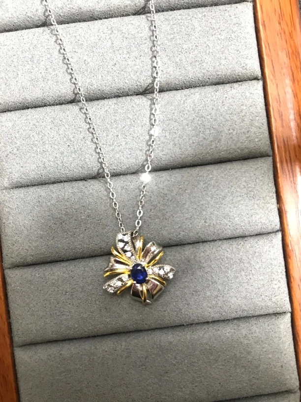 天然蓝宝石吊坠双色款