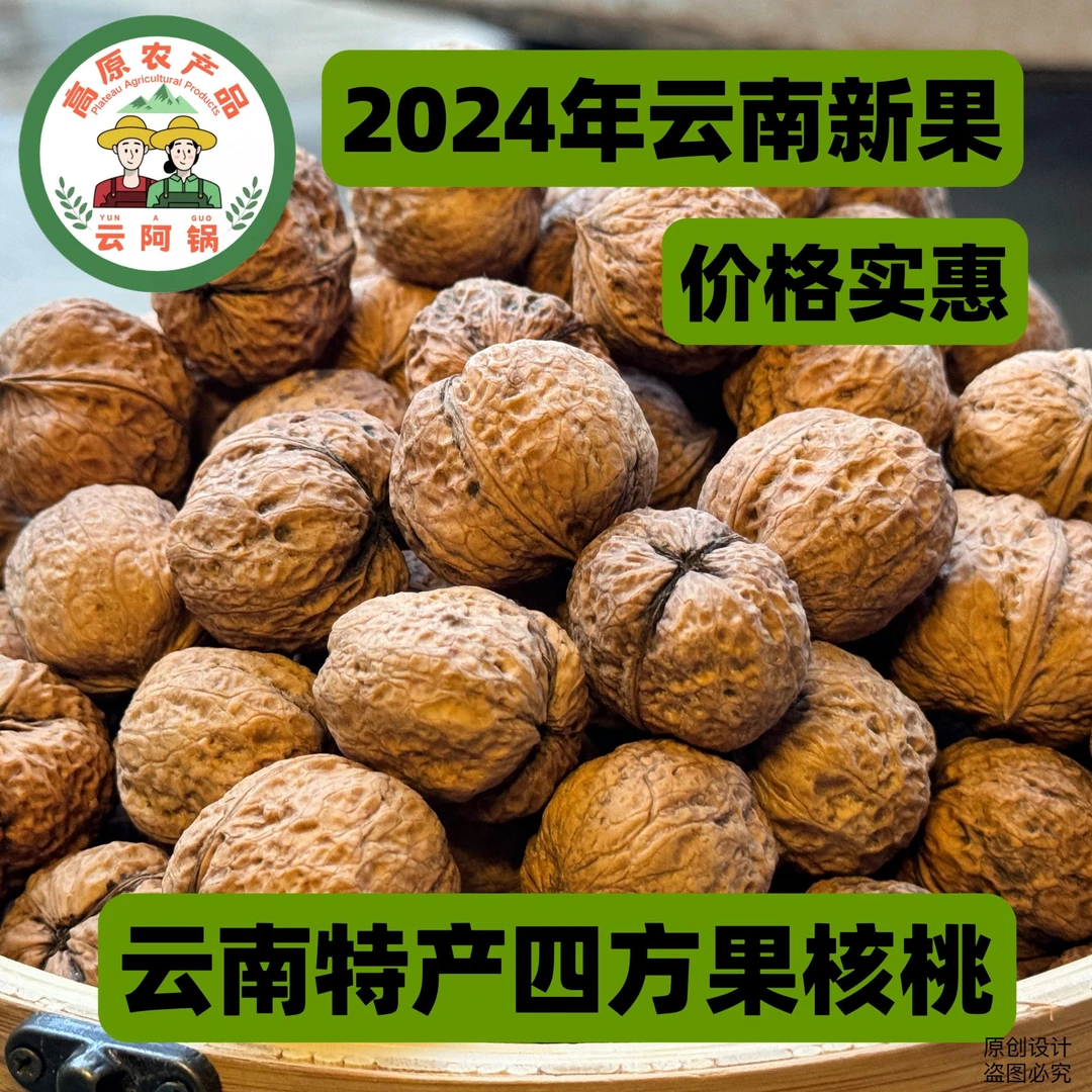 云南老品种四方果核桃2024年新果原生态非薄皮干核桃口感偏上