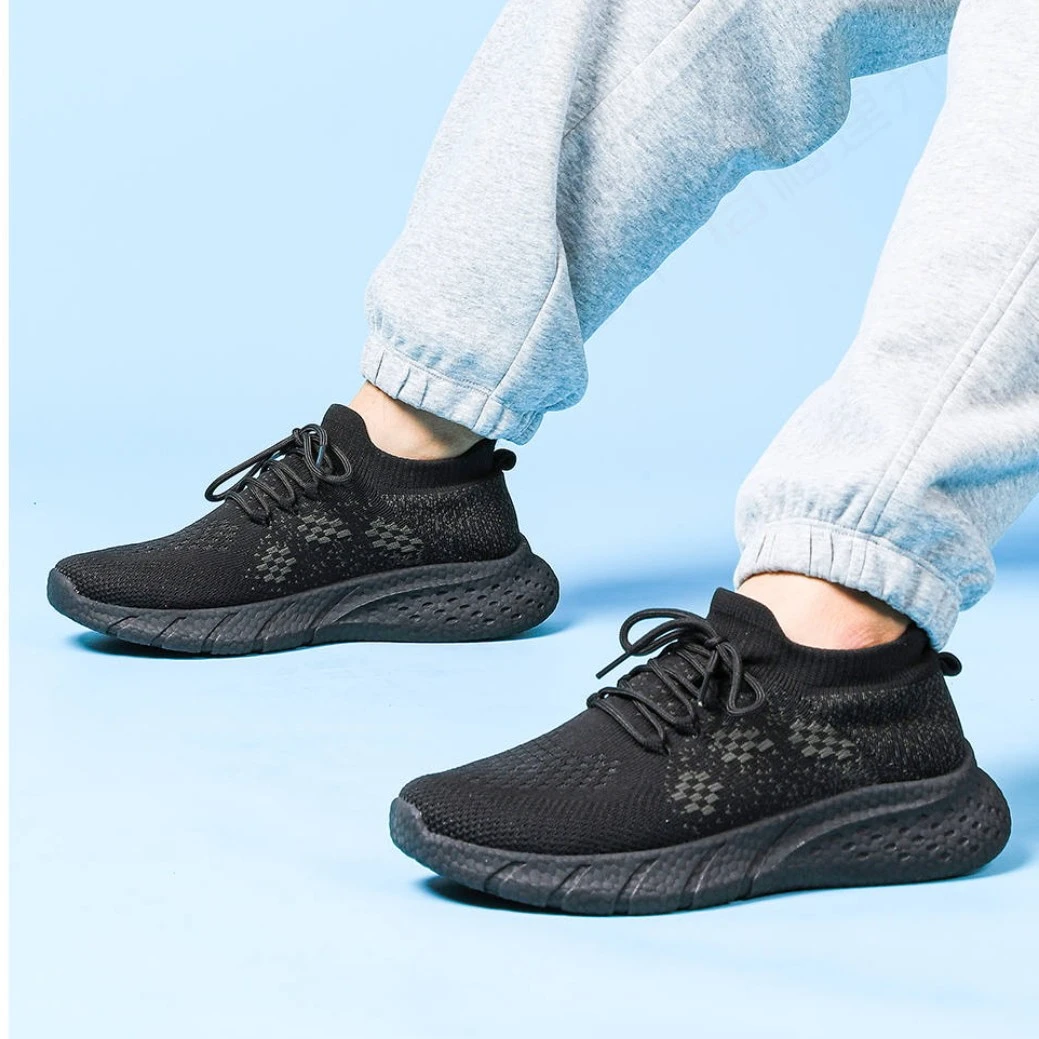 老北京爆米花底男鞋超软超轻宽鞋弹力飞织休闲鞋男士