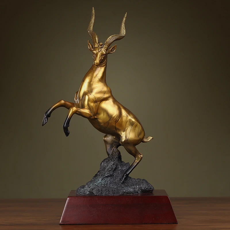 领头羊摆件铜工艺品家居客厅酒柜玄关办公装饰乔迁开业可定制礼物