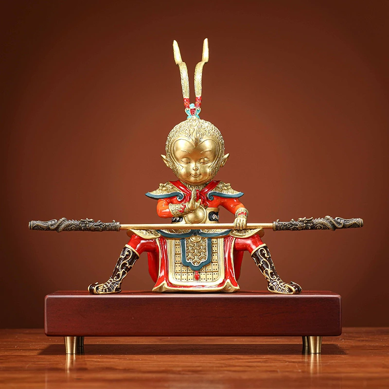 我心向佛孙悟空齐天大圣摆件黄铜工艺品客厅酒柜装饰办公摆设乔迁