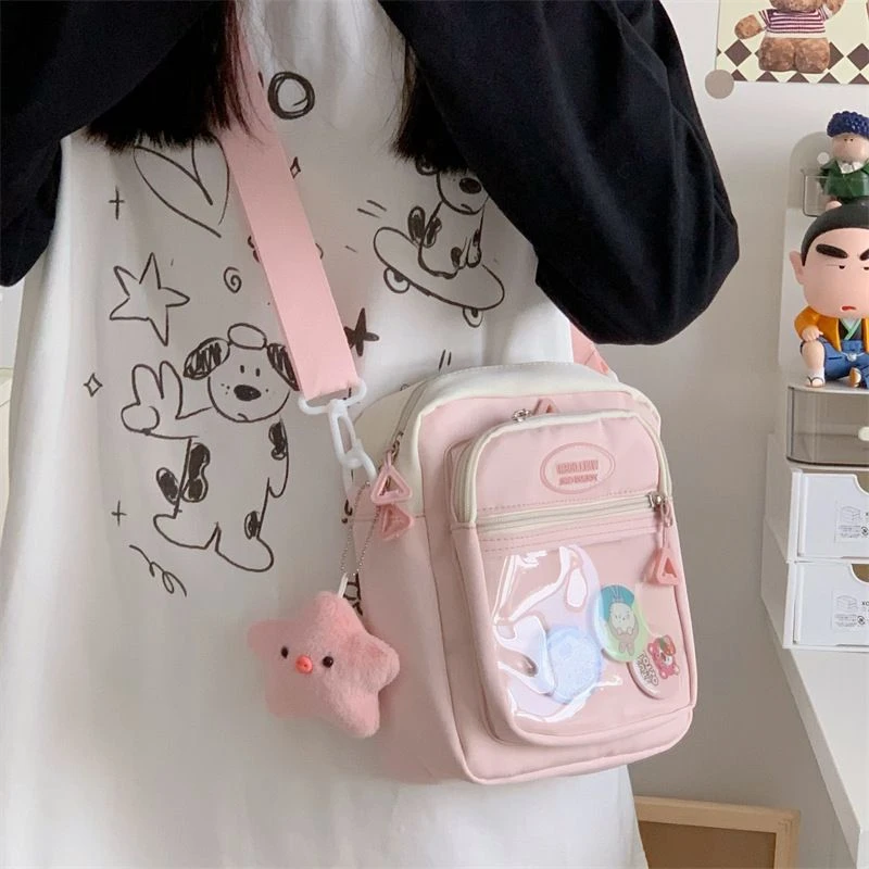 新款日系小众简约小挎包少女透明休闲百搭单肩斜挎包学生女包2606