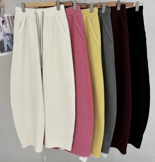 5880杨老板定制款冬季加绒字母抽绳卫裤