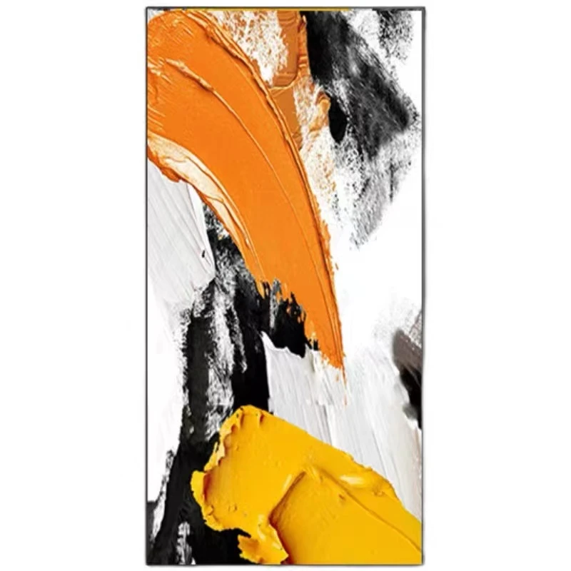 大玄关画装饰画铝合金边框油画风格客厅沙发落地画肌理80160义乌