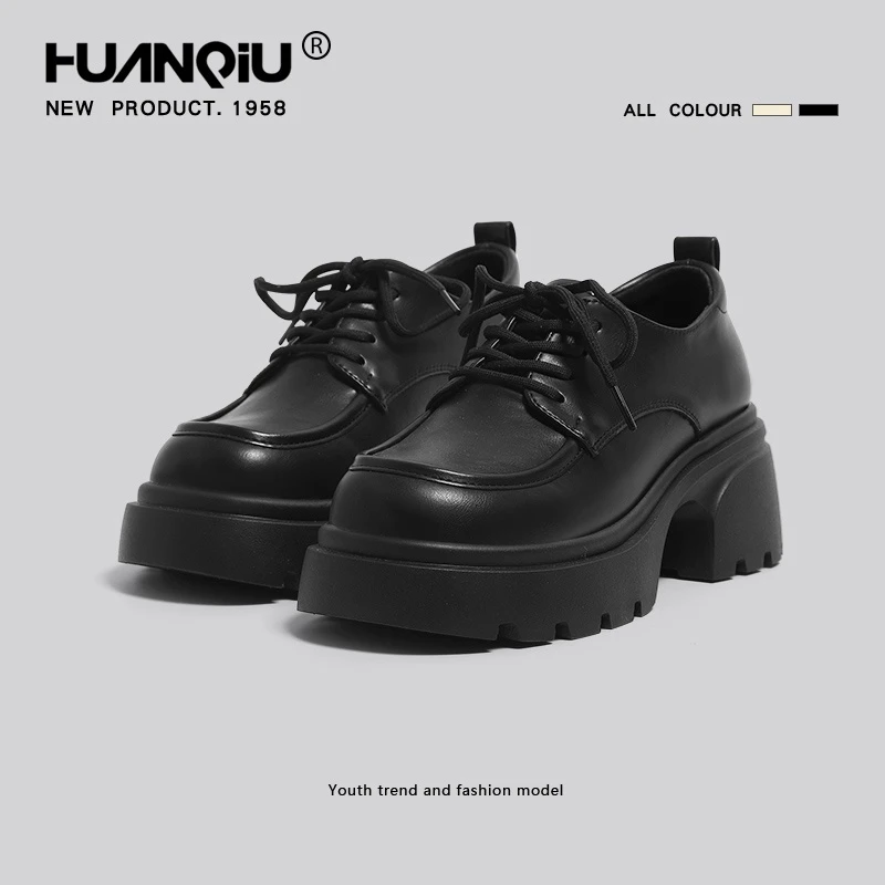 环球黑色乐福鞋女秋冬2025百搭增高一脚蹬小休闲英伦风时尚单鞋子