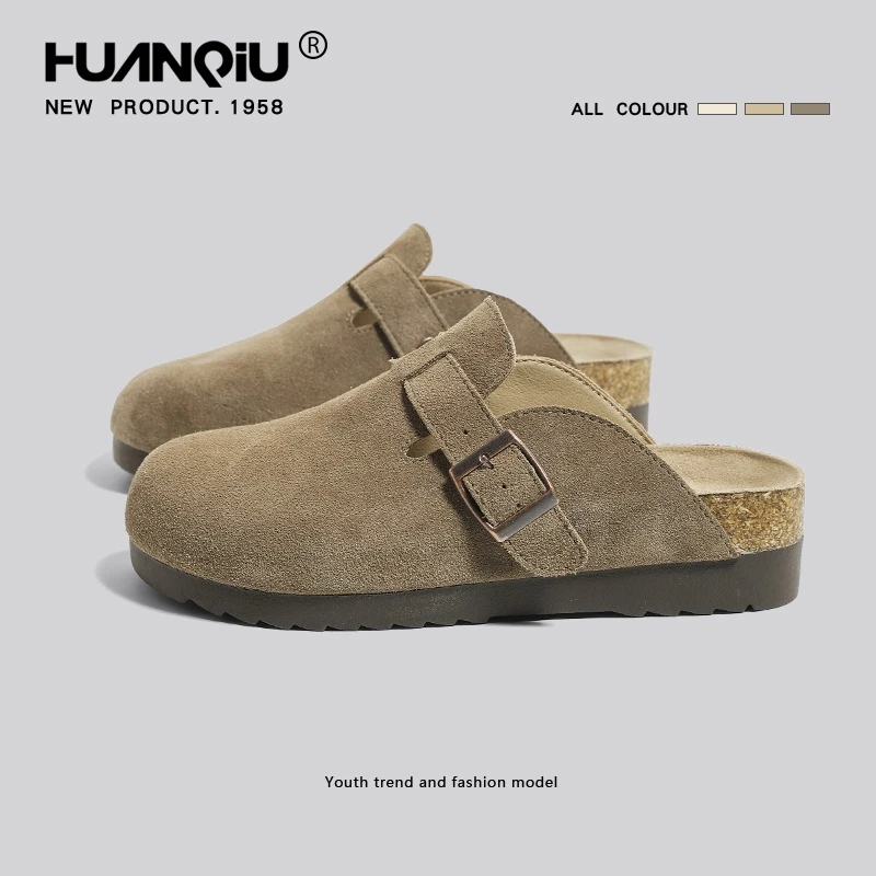 环球厚底勃肯鞋女2024软底春季舒适软木底博肯鞋一脚蹬包头半拖鞋