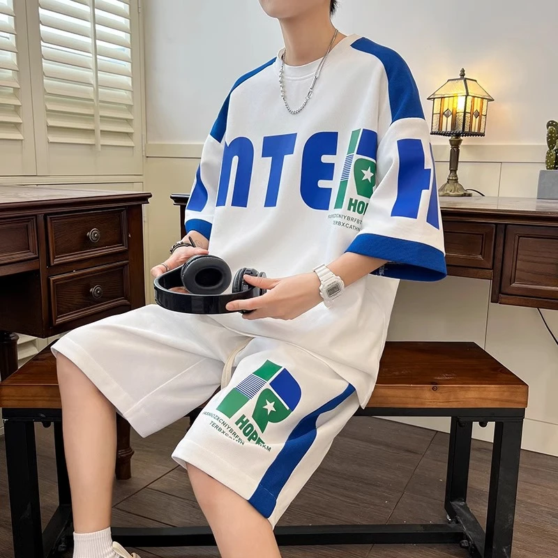 夏季爆款学生运动篮球短袖套装两件套青少年半袖潮流